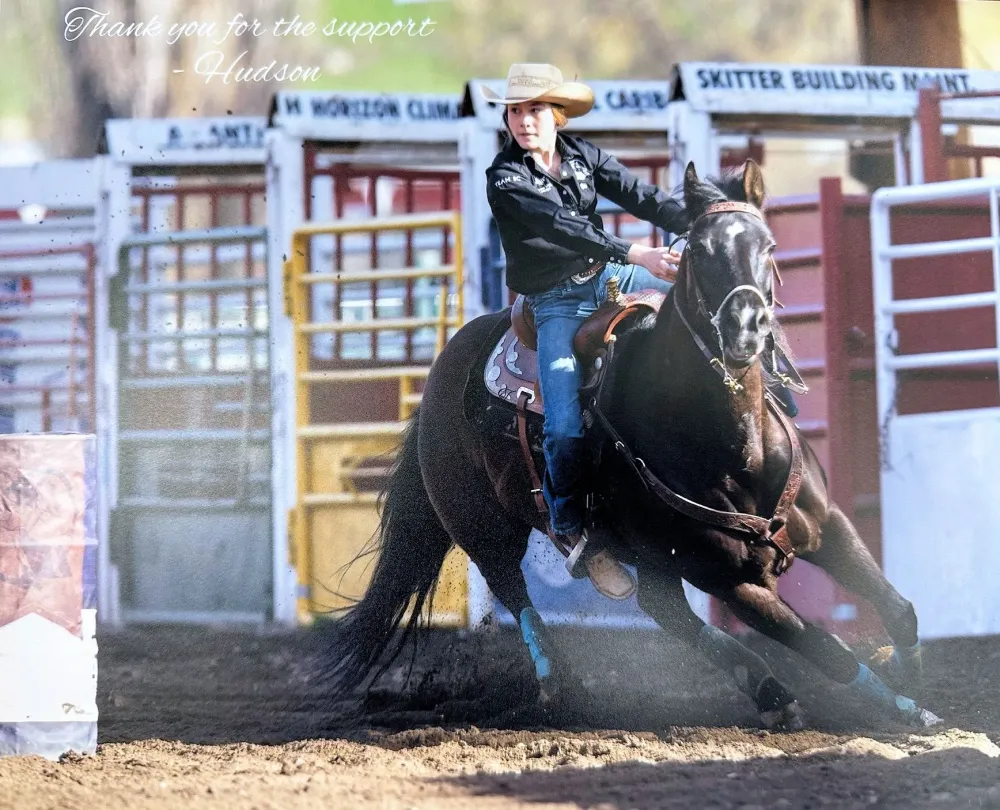 Fort St. John barrel racing athlete supported by Dan's Oilfield Rentals