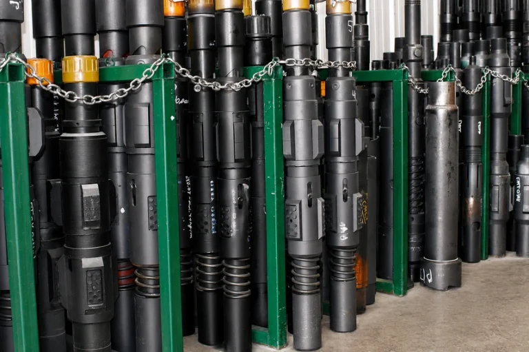 Mechanical collar locators racked at the shop