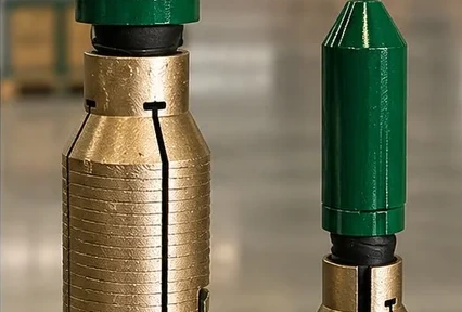 Overshot and spear with bronze grapples and green guides, at Dan's shop